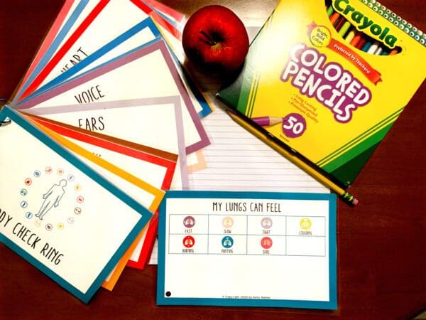 Cards with school supplies